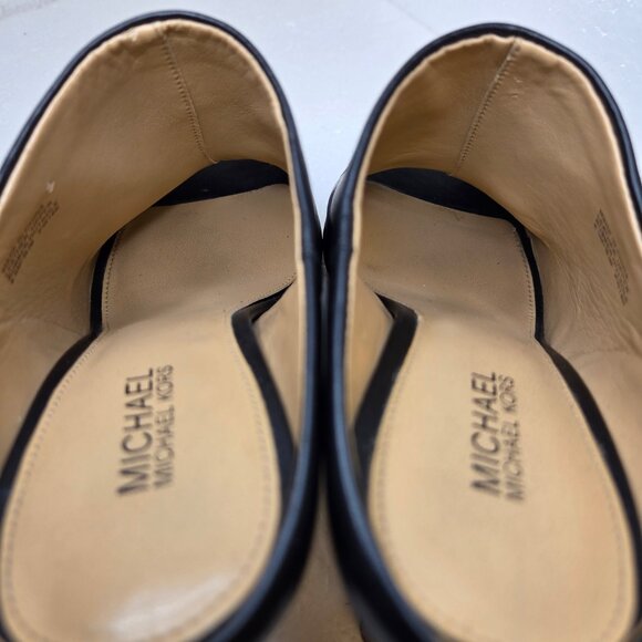 MICHAEL Michael Kors Shaw Black Leather Mule Peep Toe Block Heel Sandals - 6.5 - Picture 12 of 15